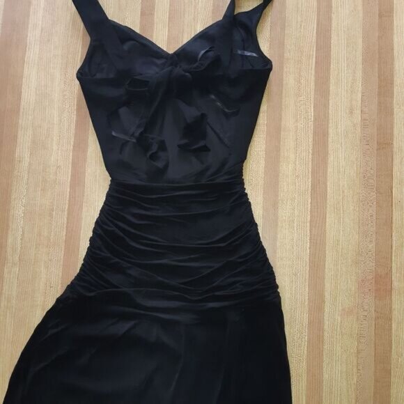 Le chateau Black Long Ruched Knit Formal Dress XXS - Picture 6 of 15